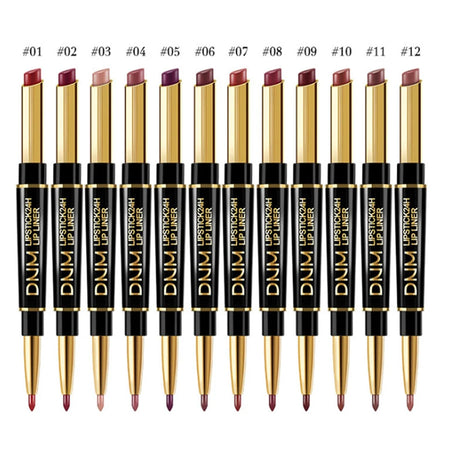 Double-ended Waterproof Lipstick &amp; Liner - High Pigment for Lasting Colour