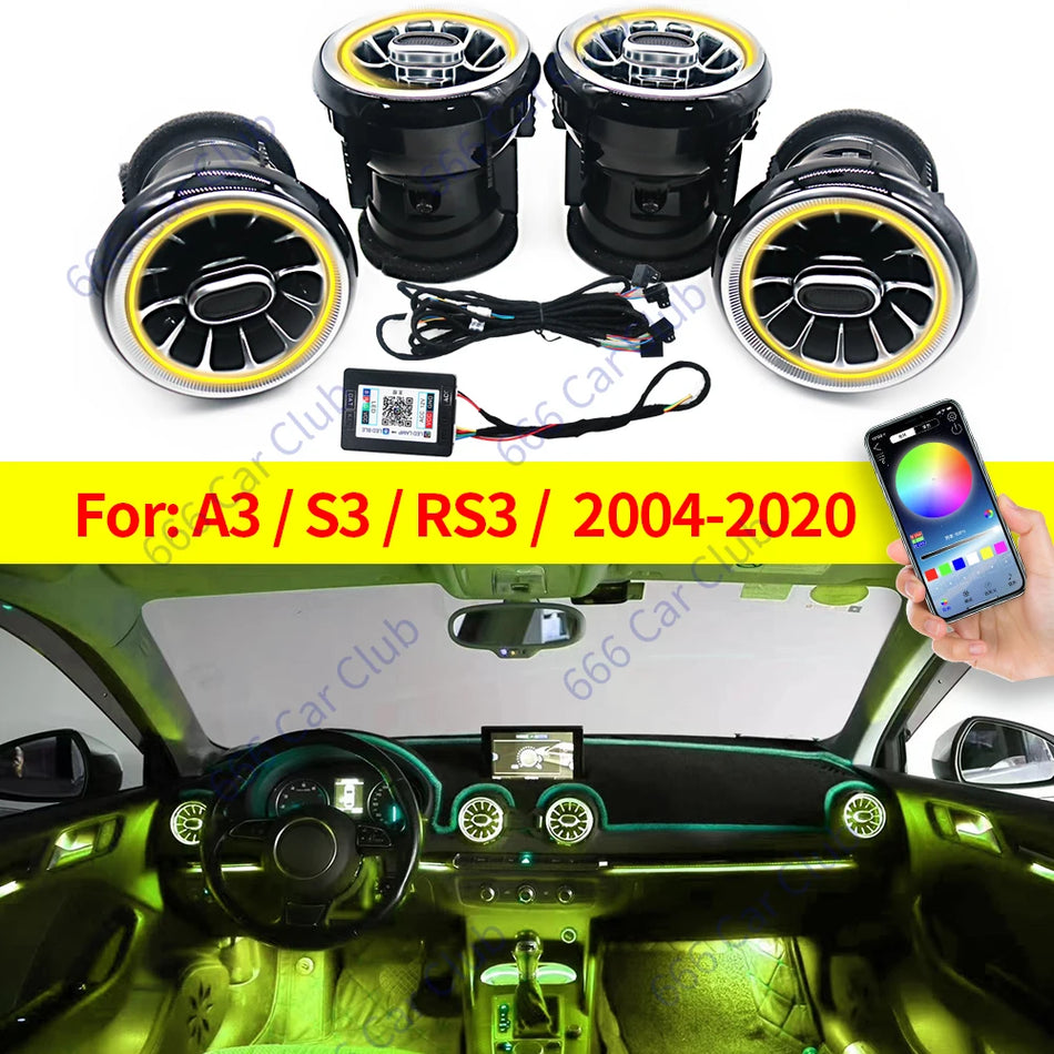 Ambient LED oro angos Audi A3 S3 RS3 8V 8Y 8P 2004-2020 interjero apšvietimo akcentas