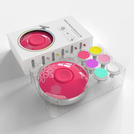 Electric Baby Nail Care Trimmer with 6 Grinding Heads red