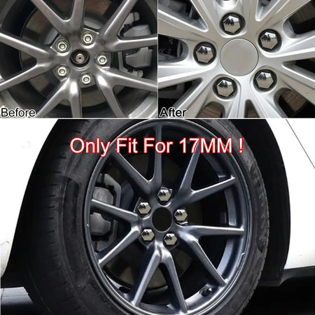24pcs 17MM Car Chrome Wheel Nut Caps Protector Hub Tighten Screws Covers Tyre Nut Bolts Outward Decoration Studs Guard Vehicle by InterCyprus Trading Ltd