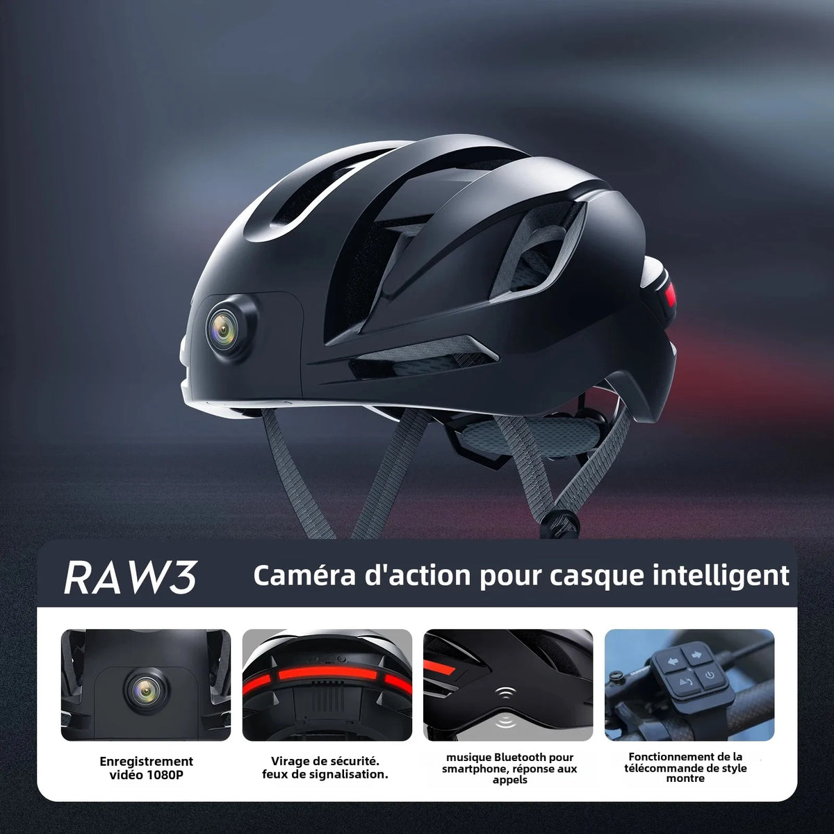 Smart Cycling Helmet with 1080p Camera, Turn Signals, GPS, and Bluetooth
