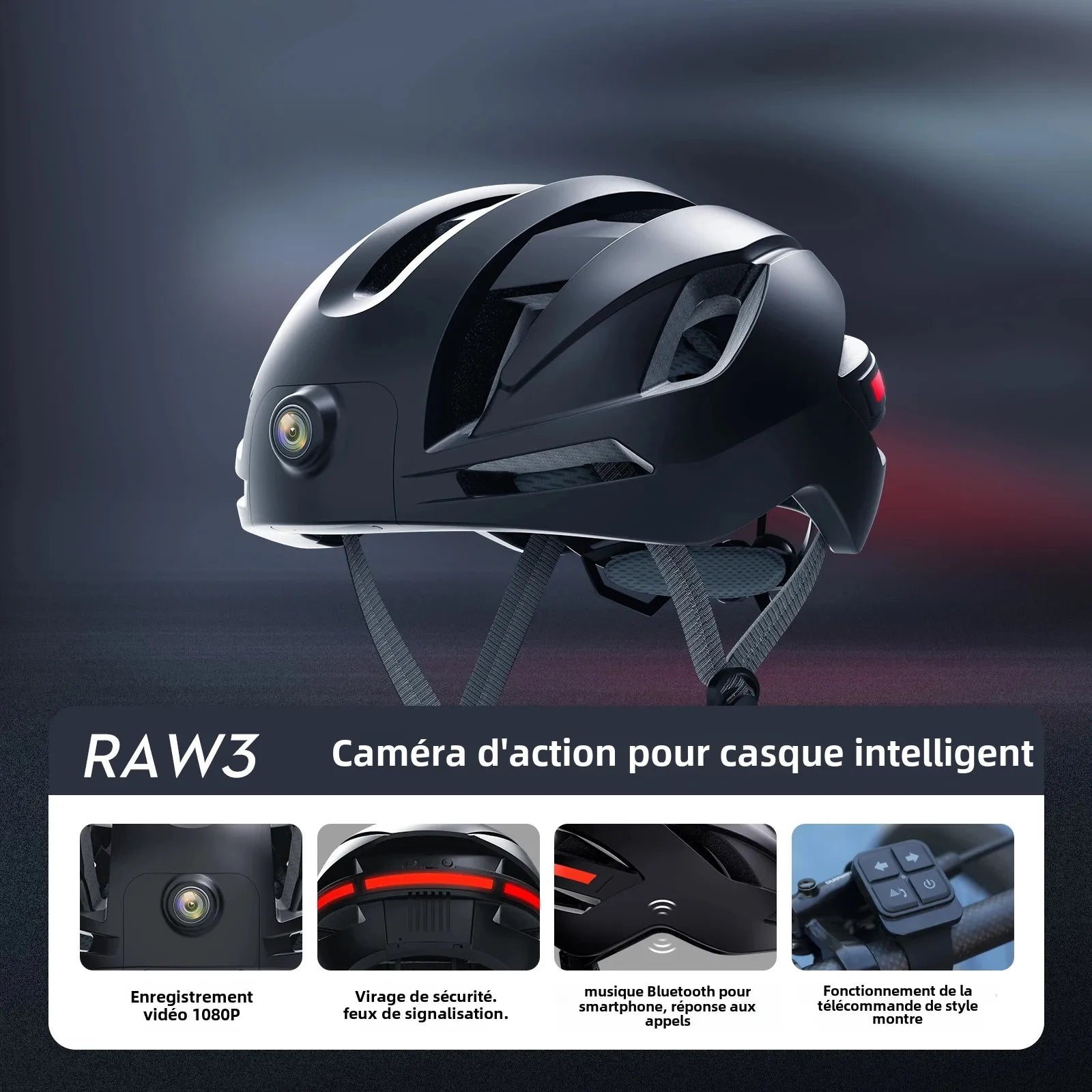 Smart Cycling Helmet with 1080p Camera, Turn Signals, GPS, and Bluetooth