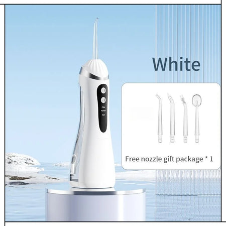 USB Rechargeable Oral Irrigator with 3 Modes &amp; 4 Nozzles | IP65 Waterproof White