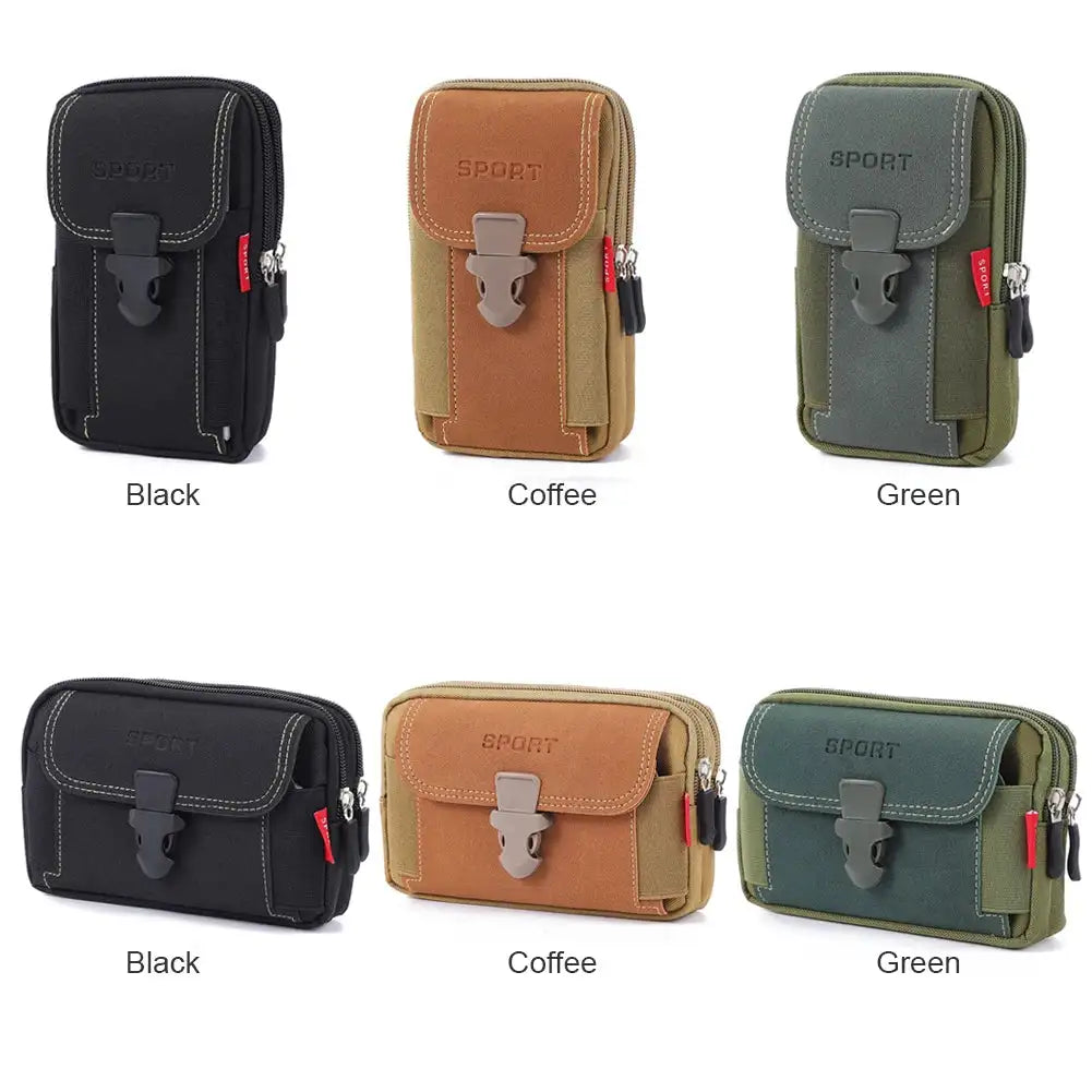 Men Canvas Running Pouch Waist Bag Travel Phone Pocket