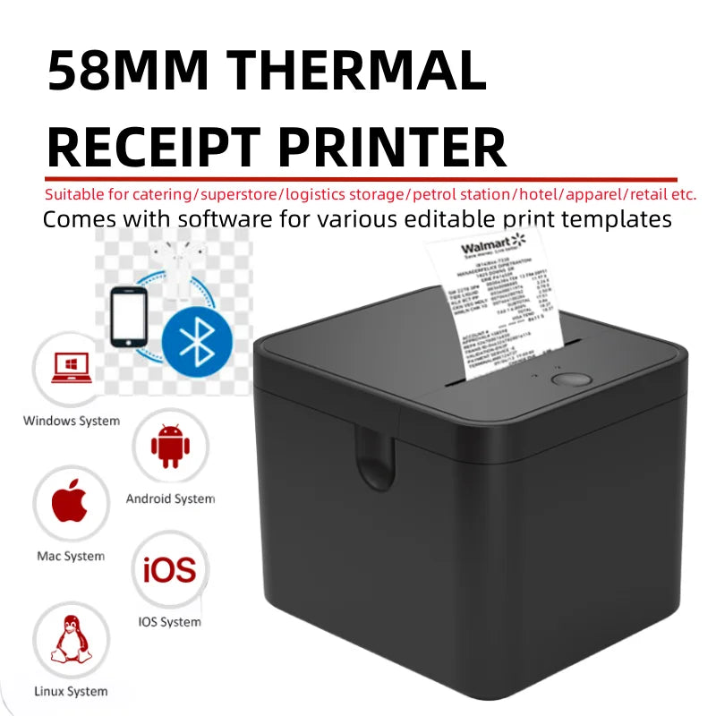 HZTZ 58mm Thermal Receipt Printer &ndash; USB Bluetooth POS