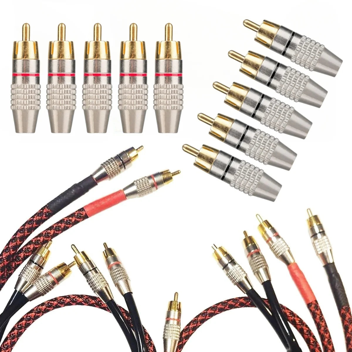 RCA Male Plug 45mm Solderless Gold Connector &ndash; Locking