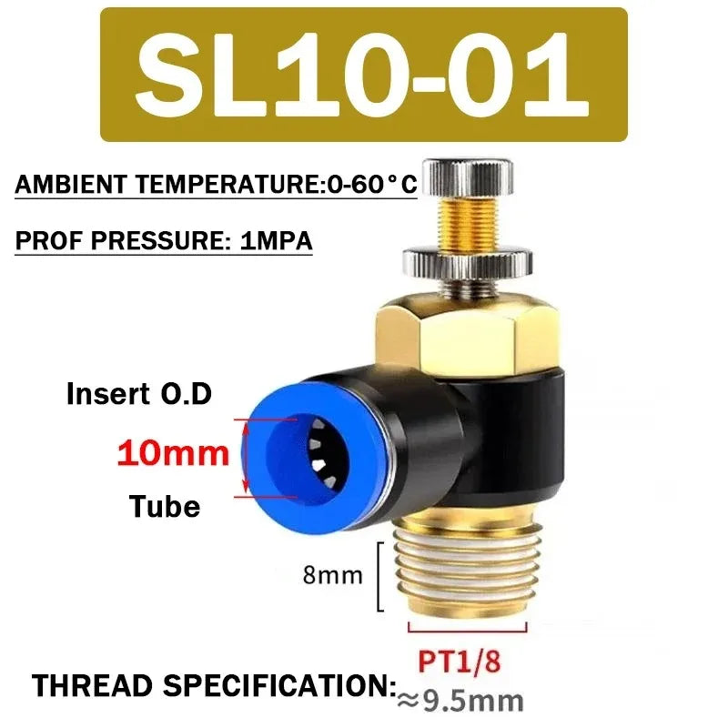 SL Throttle Valve 4 6 8 10 12mm Pneumatic &ndash; Fast Connection SL10-01
