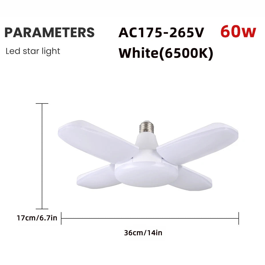 E27 Fan Foldable 28/60W LED Bulb &ndash; Ultra Bright 6500K 220V 60w