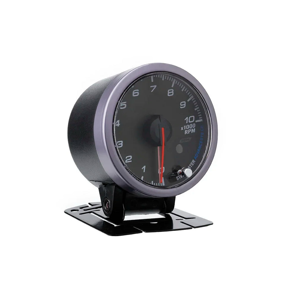 60mm Tachometras 0-10000 RPM Matuoklis Automobiliams, Juodas Veidas su Balta Gintaro Apšvietimu