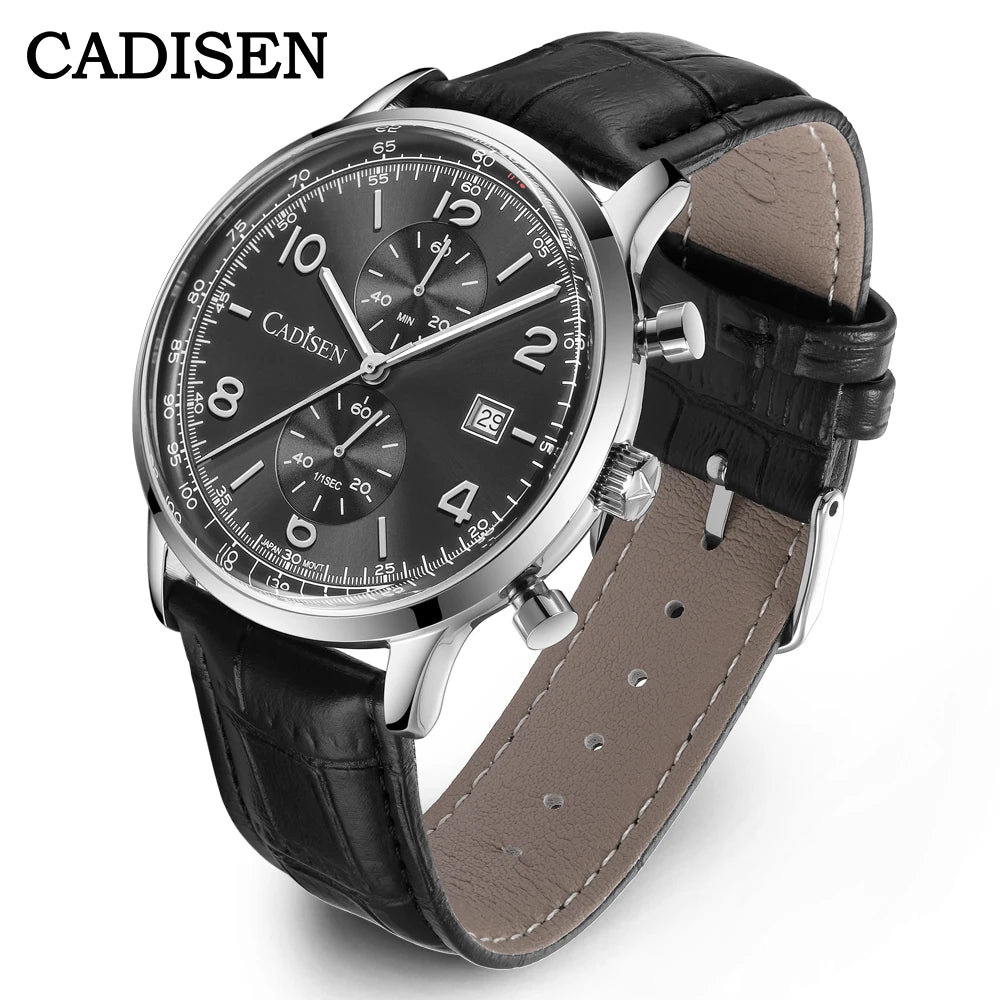 Cadisen Miyota 0S11 Chronograph Watch &ndash; Sunburst Dial Black Dial