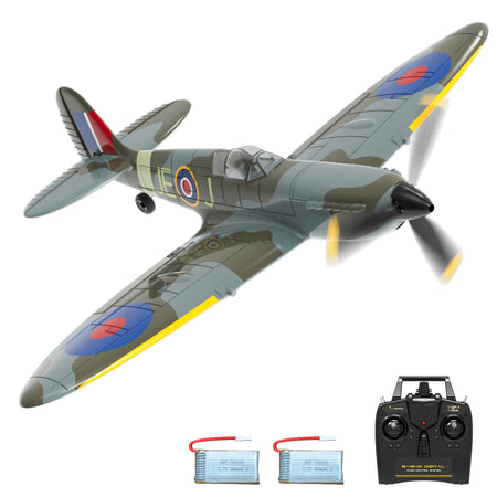 Volantex Spitfire RC Fighter Plane - 400mm, 4CH, One-Key Aerobatic, RTF 2 Batteries / CHINA