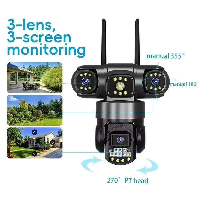 V380Pro 4G Sim Camera - 12MP 6K Tri-Lens Night Vision PTZ Surveillance