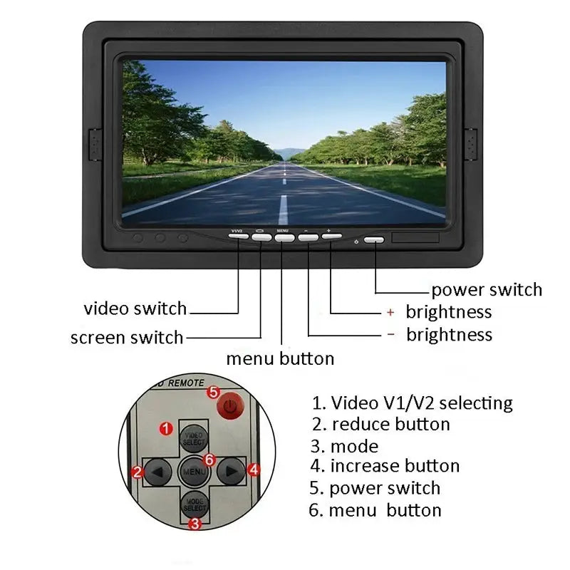 7 Inch HD TFT LCD Rear View Monitor With 2 Channel Video Input For Truck Bus RV by InterCyprus Trading Ltd