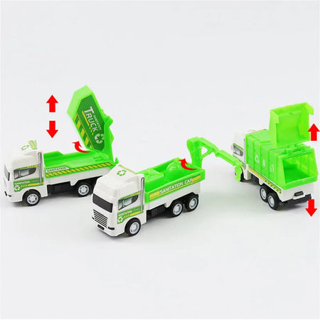 4Pcs Mini Pull Back Sanitation Vehicle Set for Kids