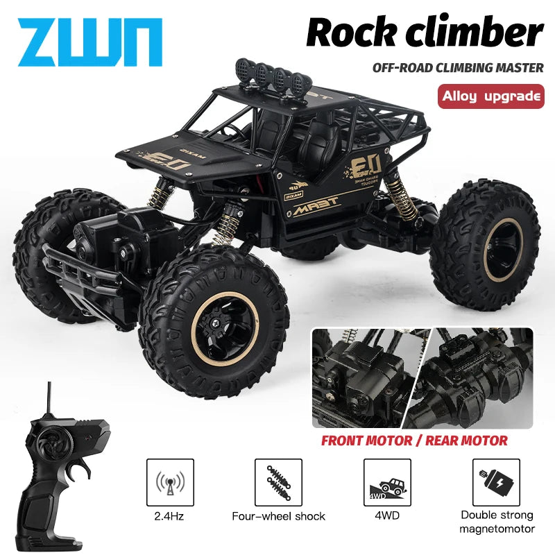 ZWN 1:16 4WD RC Car With Led Lights Radio Remote Control Cars Buggy Off-Road Control Trucks Boys Toys for Children