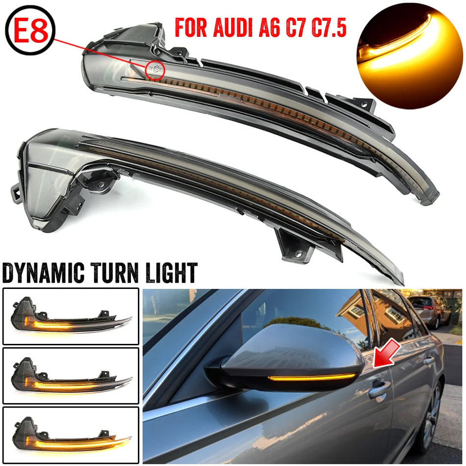 2x Dynamic LED Side Wing Mirror Indicators for Audi A6 C7 C7.5 S6 RS6 4G 2012-2018