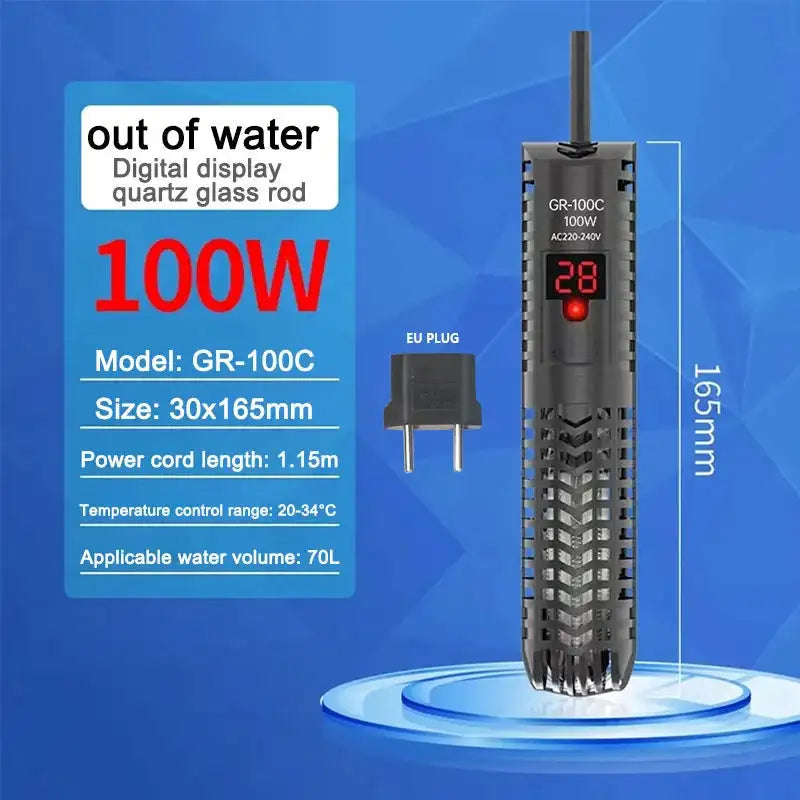 Aquarium Submersible Heater With Thermometer 220 240V GR 100C
