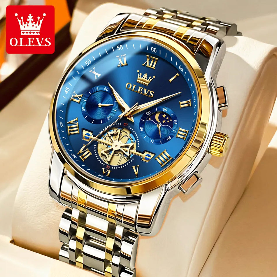 🟠 Olevs Top Brand Men's Watches Classic Roman Scale Dial Luxury Wrist Watch For Man Original Quartz Αδιάβροχο φωτεινό αρσενικό reloj