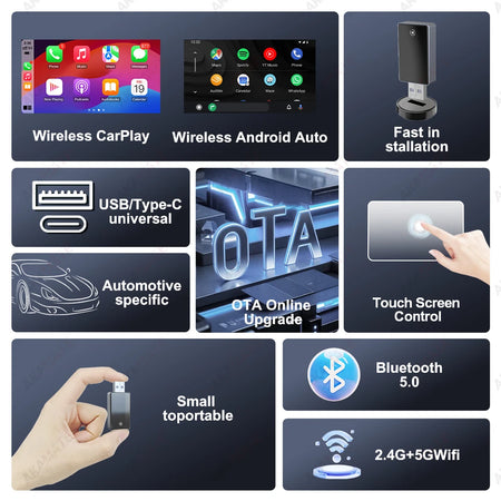 2in1 Wireless CarPlay Adapter - Wired To Wireless CarPlay