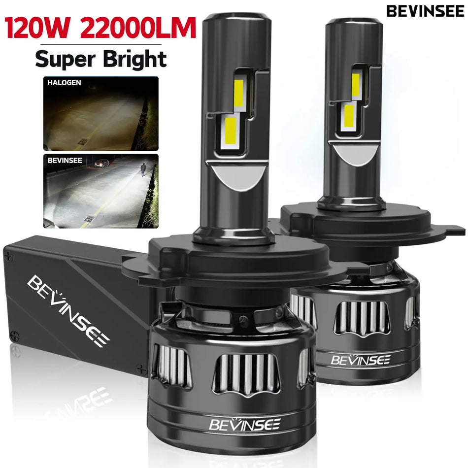 BEVINSEE V45 LED Hovedlyspærer CAN Bus 6000K 22000LM 12V