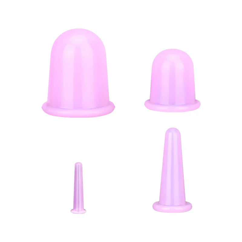 3/4PCS Silicone Vacuum Cupping Massage Jars - Face Lift 4pcs Purple