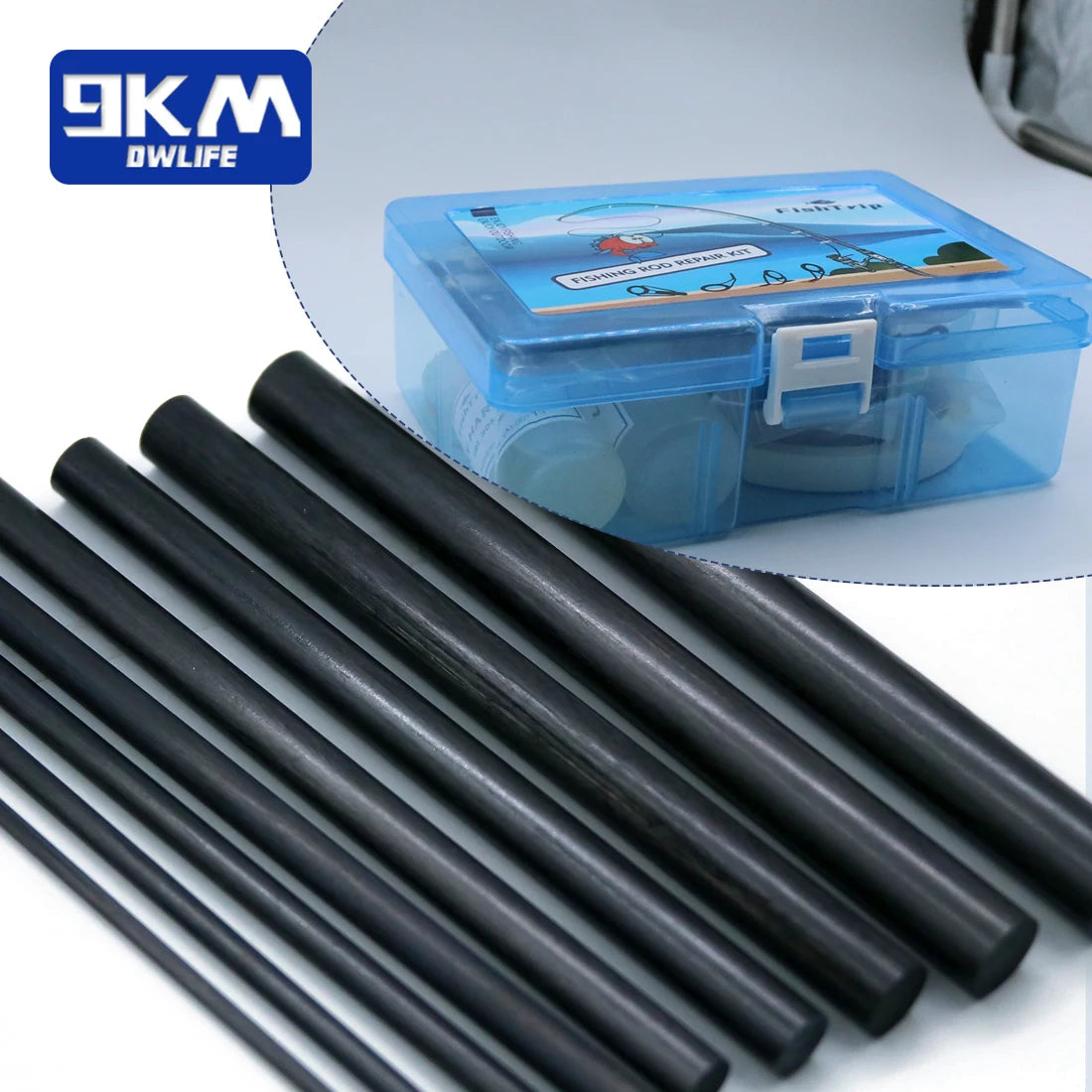 Complete Fishing Rod Repair Kit with Carbon Fiber Sticks and Epoxy