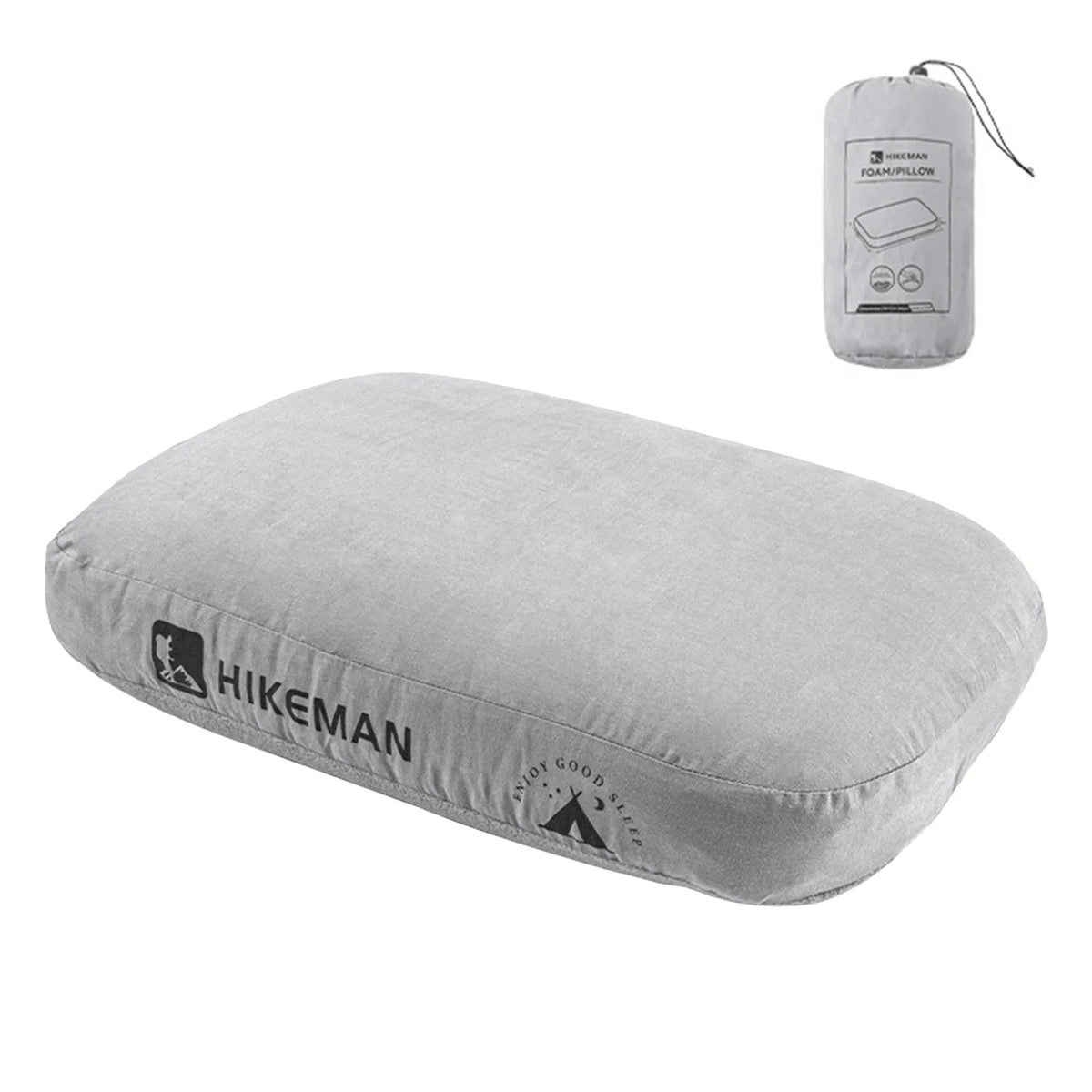 Memory Foam Camping Pillow &ndash; Slow Rebound Comfort Travel Light Grey