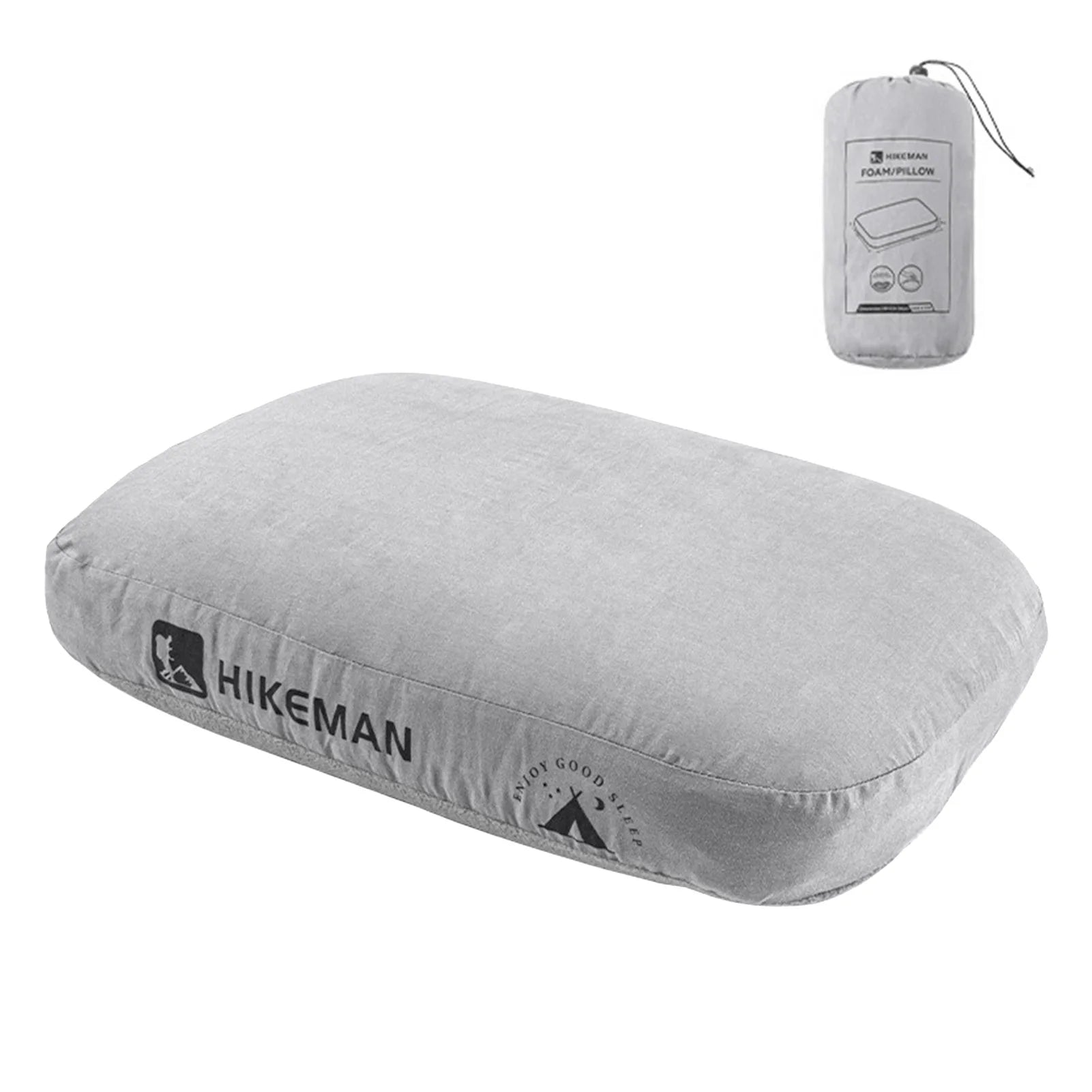 Memory Foam Camping Pillow &ndash; Slow Rebound Comfort Travel Light Grey
