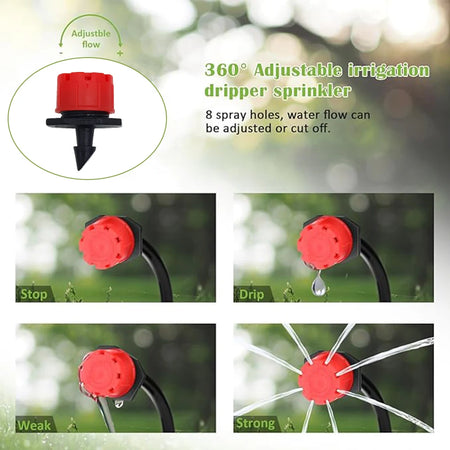 Portable 20M Micro Drip Irrigation System with Adjustable Drippers - Automatic Garden Watering Kit