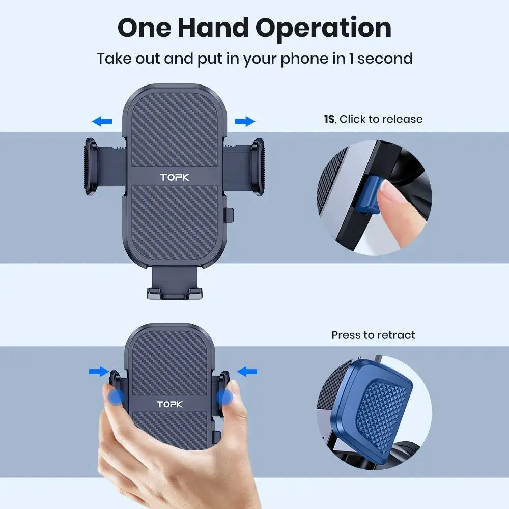 TOPK Car Phone Holder Air Vent, Car Phone Holder Mount 360° Rotation, Adjustable Clip Compatibility Fit for All 4"-7" Smartphone by InterCyprus Trading Ltd