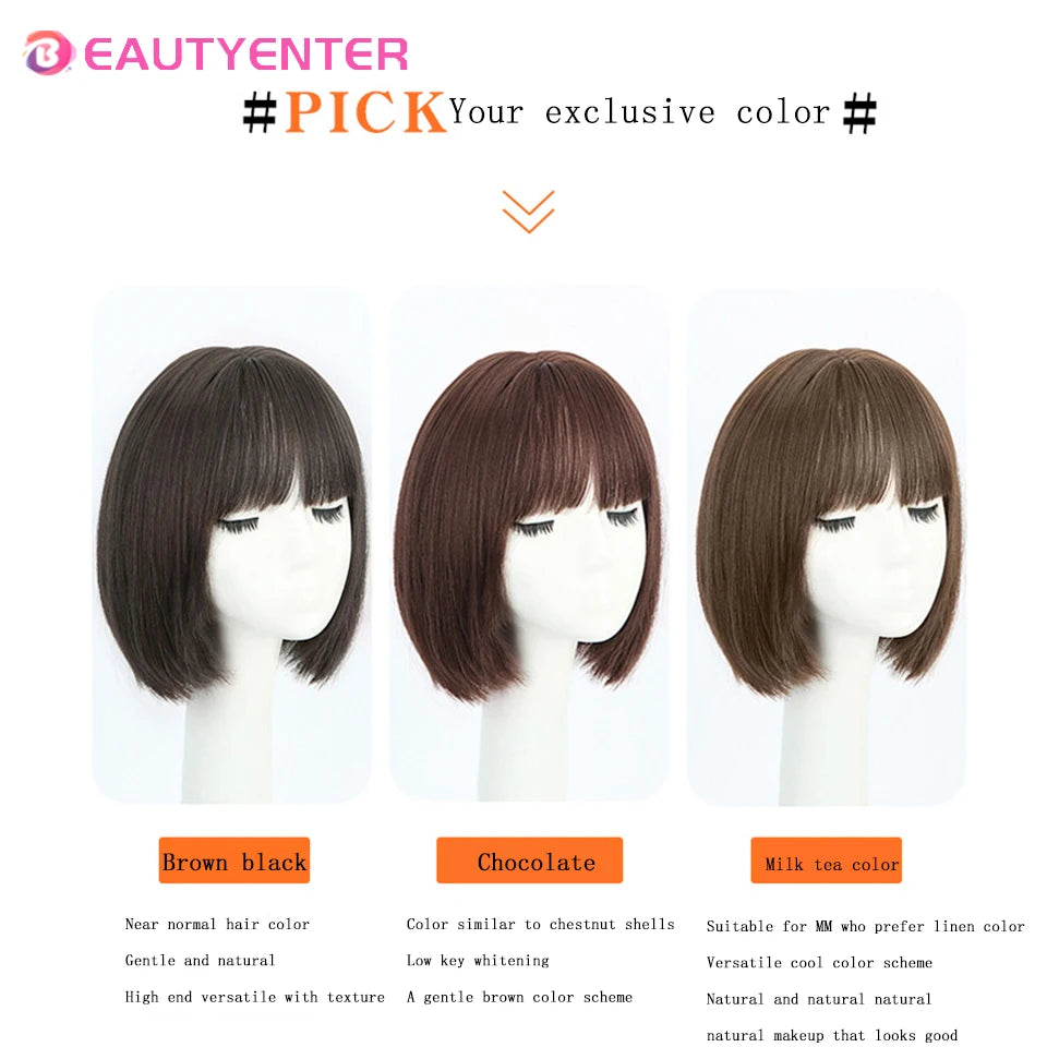 BeautyEnter Long Black Bangs Synthetic Wig for Cosplay and Daily Wear