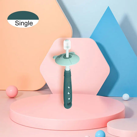 360 Degree Soft Silicone Baby Toothbrush for Children Aged 0-6 Years Faith Green