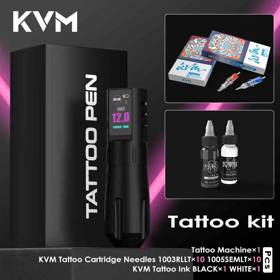 KVM Wireless Tattoo Pen Kit &ndash; Long Battery Life 1800mAh TP082 Kit
