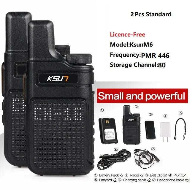 KSUT PMR446 Walkie Talkie &ndash; Compact Two Way Communication M6 PMR446 2PCs / EU