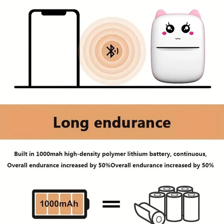 Mini Pocket Printer 57mm - Wireless Bluetooth 200dpi