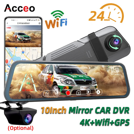 ACCEO Black Glass 4K Dashcam Mirror - Night Vision GPS