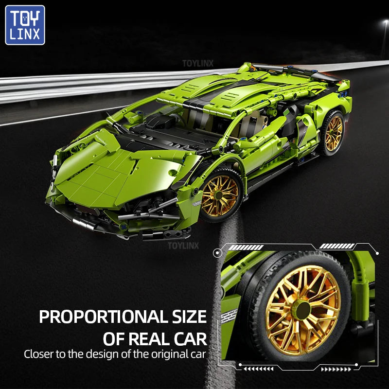 ToylinX 1 to 14 mastelio lenktynių automobilio statybos blokelių rinkinys