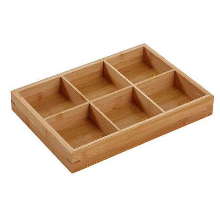 Divided Wooden Tray - Multi Compartment Design For Serving Six-square grid