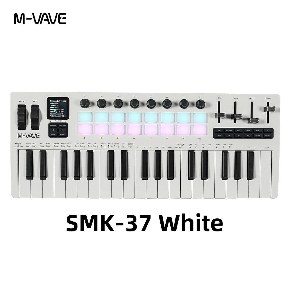 M-VAVE SMK-37 PRO MIDI Controller Keyboard &ndash; RGB Pads SMK-37 white