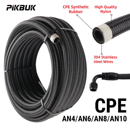 Stainless Braided Fuel Hose With AN4 AN6 AN8 Fittings For 1M To 6M by InterCyprus Trading Ltd