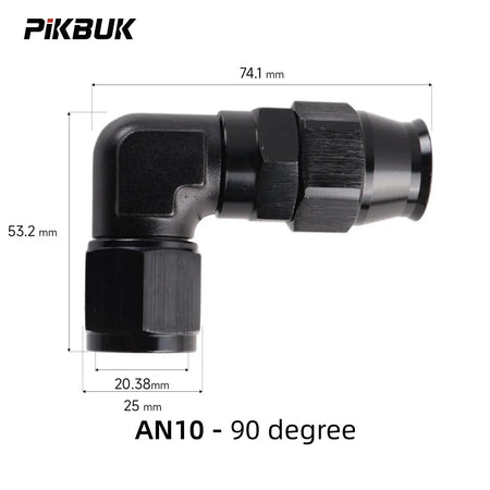 PIKBUK PTFE Oil Fuel Line Swivel Fitting 90 Degree Hose End Adaptor Assembly Kit AN4 6 8 10 Black by InterCyprus Trading Ltd