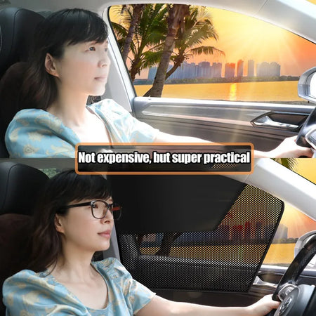 Magnetic Black Mesh Car Sunshade - Summer Privacy and Sun Protection