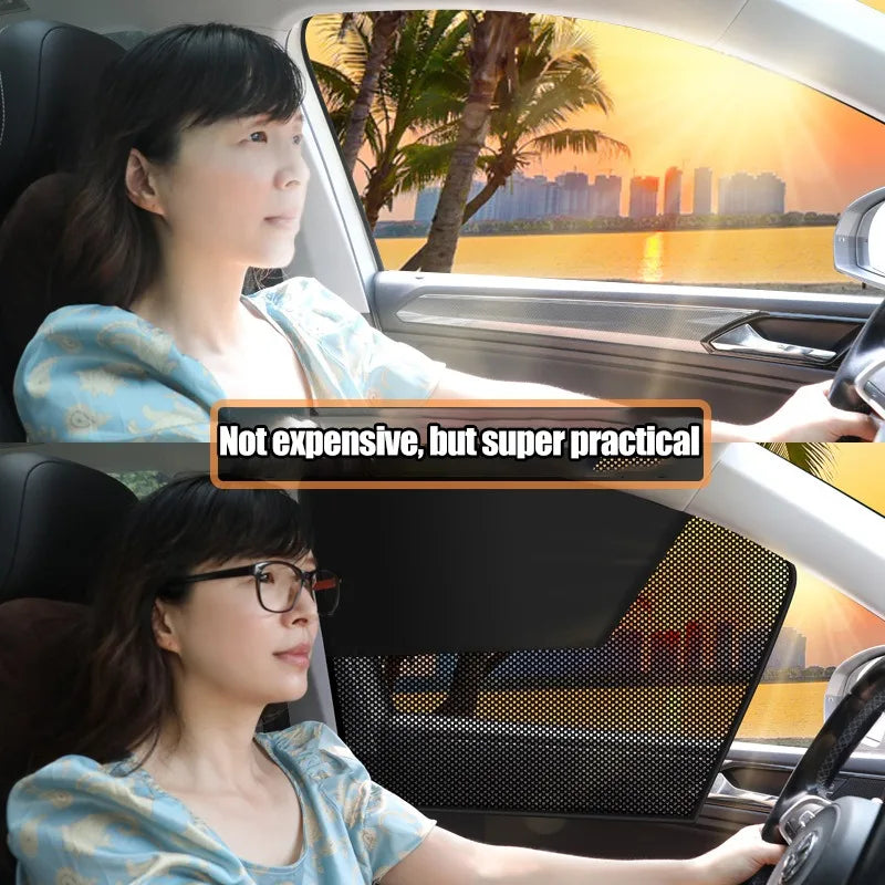 Magnetic Black Mesh Car Sunshade - Summer Privacy and Sun Protection