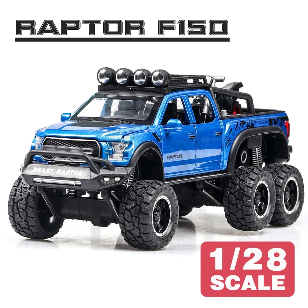1/28 Raptor F150 &amp; G63 Alloy Diecast Monster Truck Model Toy Blue