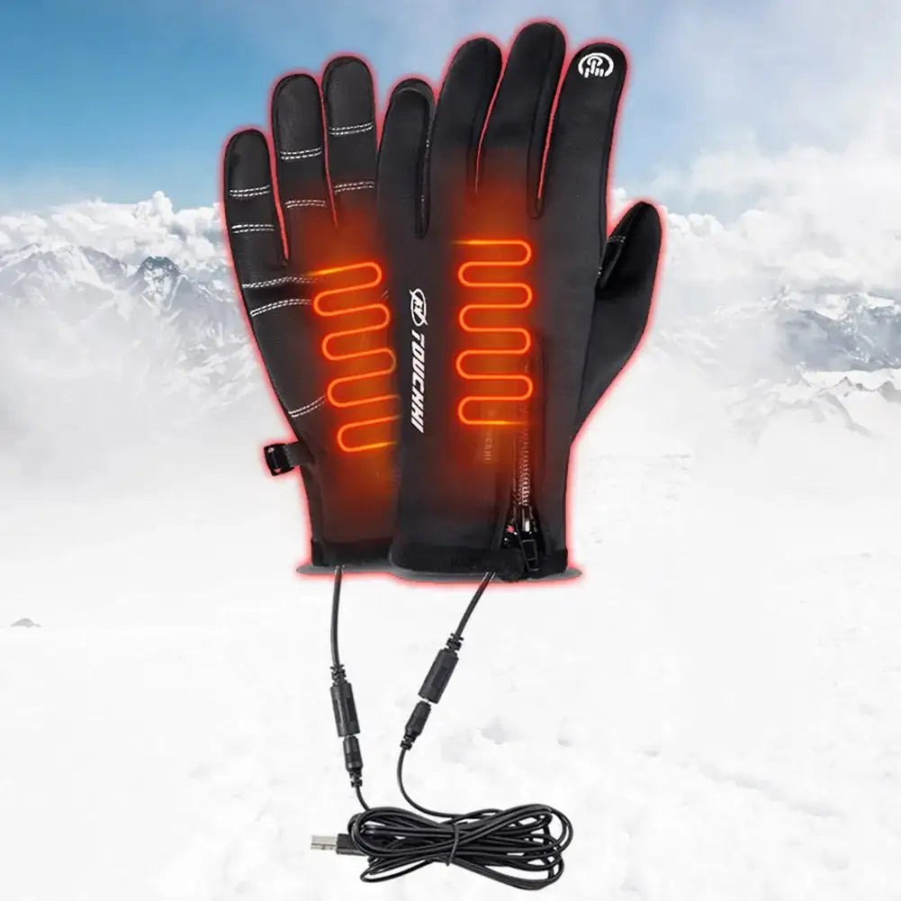 USB Heated Touch Screen Gloves For Men Women Anti Slip
