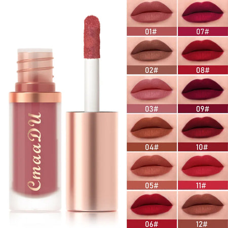 12 Color Long Lasting Velvet Matte Lip Gloss | Waterproof &amp; Nonstick
