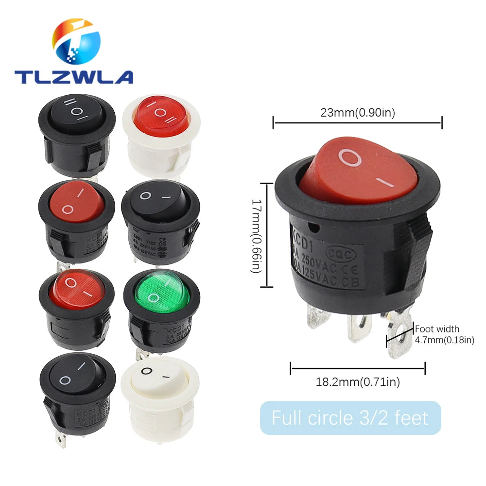 TLZWLA Round Rocker Switch &ndash; LED Illuminated Design for Versatile Usage