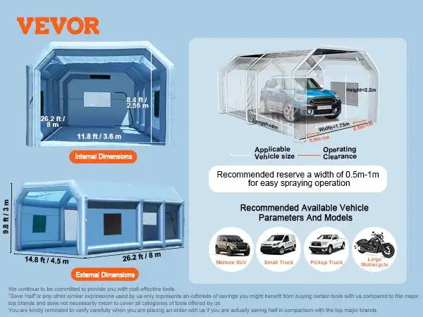 Inflatable Paint Booth &ndash; Powerful Blowers and Filter 26ft x 15ft x 10ft / CZECH REPUBLIC