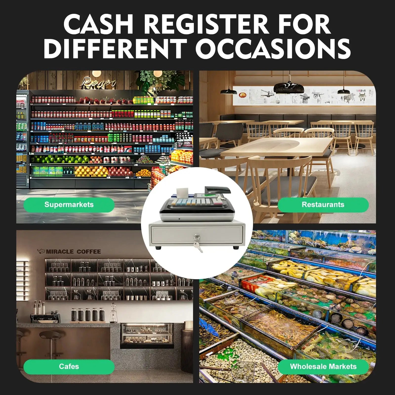 Electronic Cash Register 48keys LED - Dual Screen Display