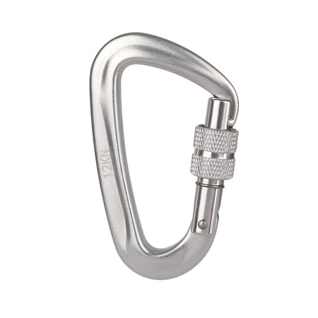 12KN 7075 Outdoor Climbing Equipment Buckle Climbing Carabiner D Shape Quickdraws Professional Climbing Buckle Lock Safety Lock Silver-12KN